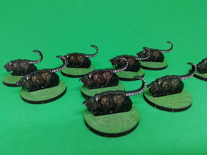 Nine Giant Rats with Bases